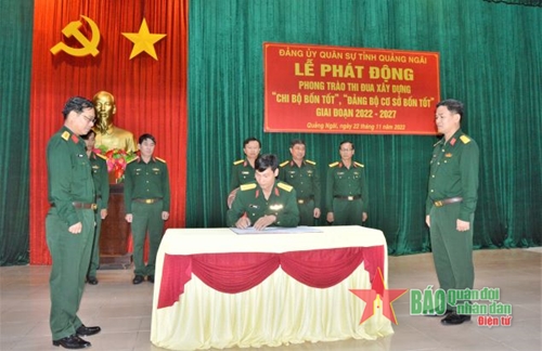 Đảng ủy Quân sự tỉnh Quảng Ngãi tổ chức Lễ phát động phong trào thi đua xây dựng “Chi bộ  bốn tốt”, “Đảng bộ cơ sở bốn tốt”